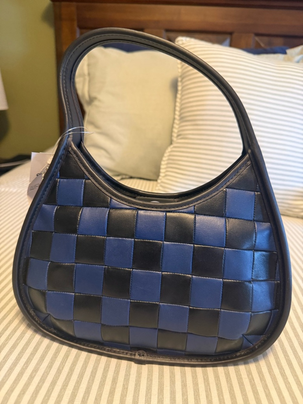 NWT Coachtopia Two-Tone Blue and Black check design handbag